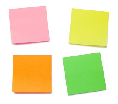 Color post-its on a white background