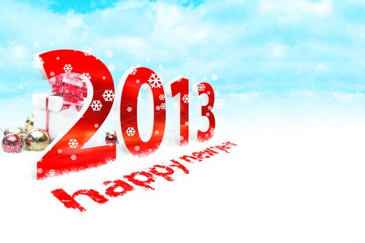 Illustration of the new year 2013 with snow