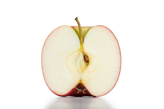 Half apple on a white background