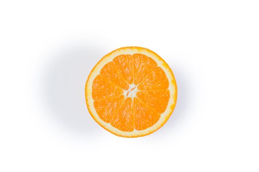 Half orange on a white background