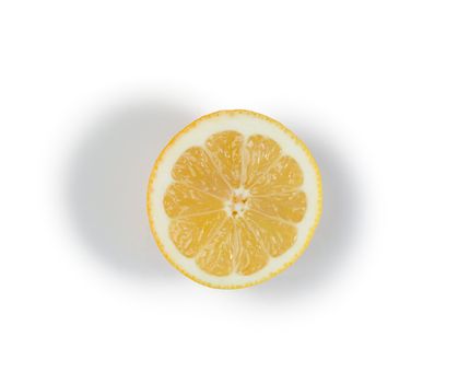 Half yellow lemon on a white background