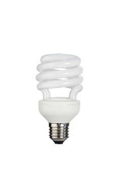 Fluorescent light bulb on a white background