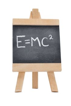 Chalkboard with a scientific formula written on it isolated against a white background