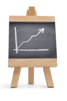 Chalkboard with a graphic drawn on it isolated against a white background