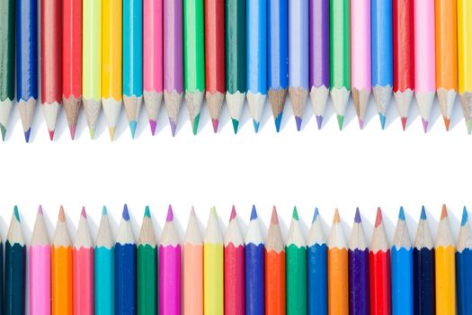 Color pencils on a white background