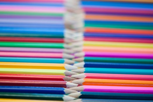 Rows of color pencils on their own background