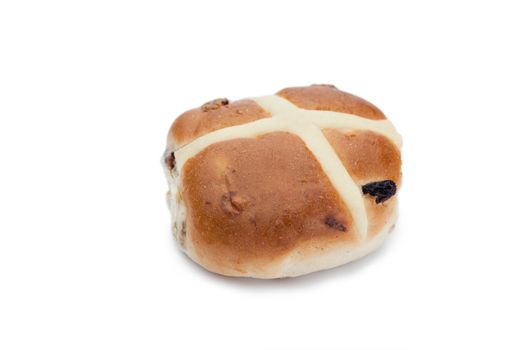 Hot cross bun isolated on a white background