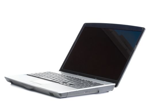 Angled laptop on a white background