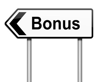 Illustration depicting a roadsign with a bonus concept. White background.