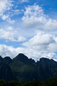 Mountain and blue sky of Vang Vieng, Laos