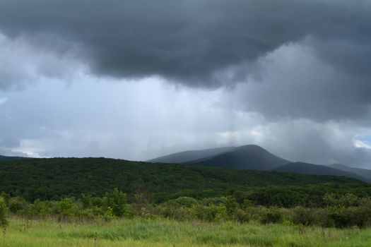 Rain over the mountains in Crimea peninsula, Ukraine