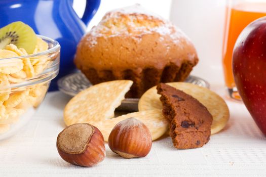 Tasty pastry - muffin and biscuits with hazelnut