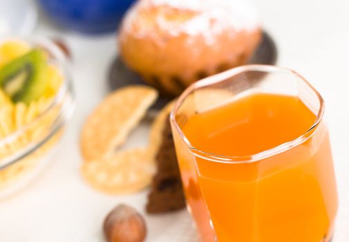 Healthy breakfast - juice and pastry