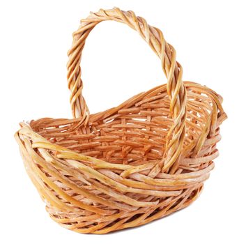 Empty wicker basket isolated on white background