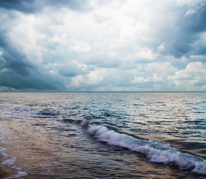 Beautiful seascape with dramatic clouds, square composition