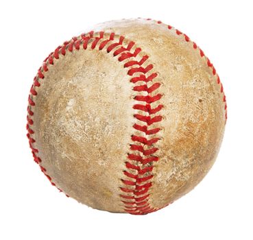 Baseball ball macro shot, isolated on white background