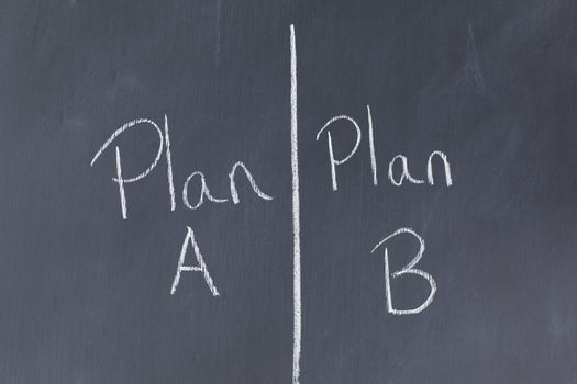 Blackboard divided into two plans
