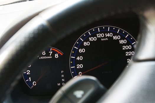 Modern car dashboard closeup view