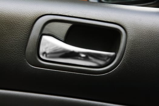 Car door handle closeup view