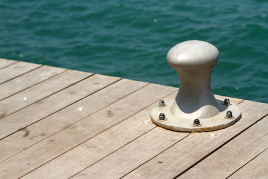 Port deck closeup photo on a sunny day