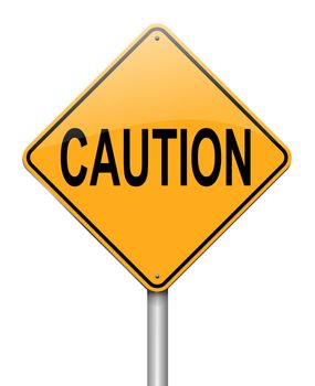 Illustration depicting a roadsign with a caution concept. White background.