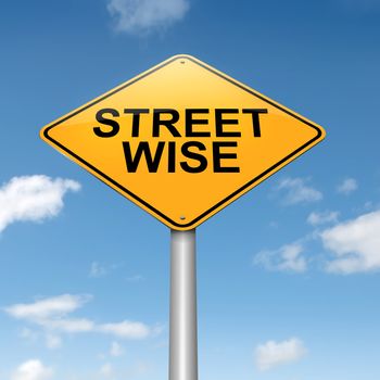 Illustration depicting a roadsign with a streetwise concept. Sky background.