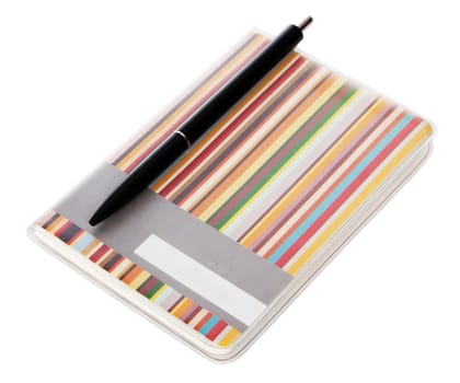 Colorful notepad on white background, with clipping path