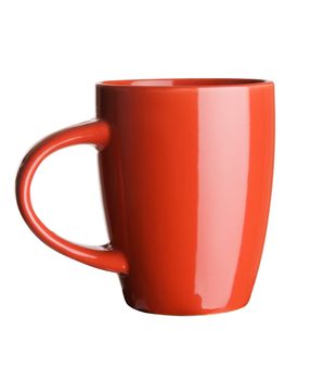 Red tea cup over white background