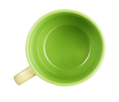 Green tea cup, view from above, with clipping path