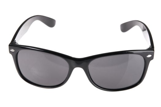 Black sunglasses over white background