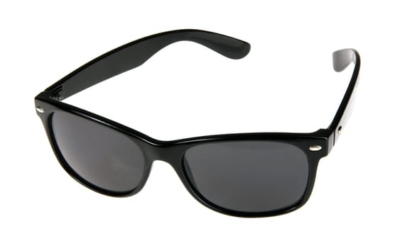 Black sunglasses over white background 