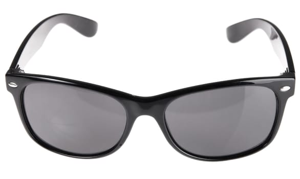 Black sunglasses over white background 