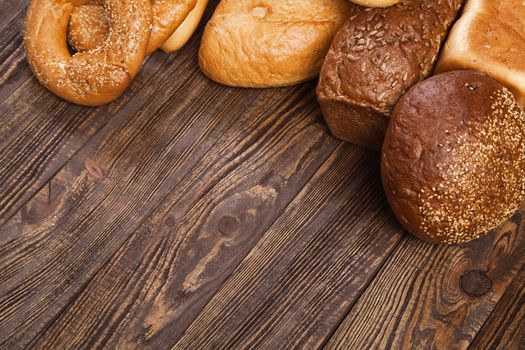 Bread assortment on a wooden table