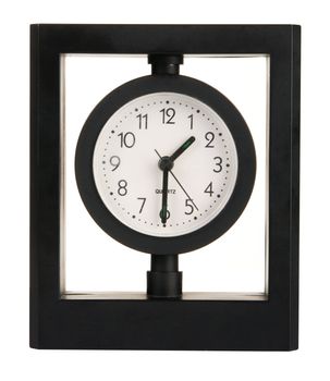 Black modern clock over white background