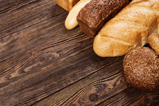 Bread assortment on a wooden table