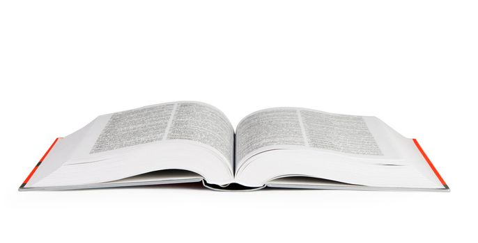 Big open book on white background, with clipping path