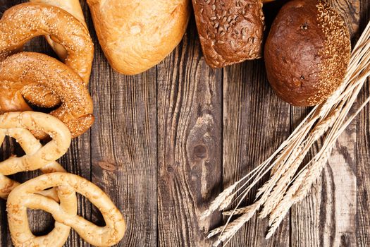 Bread assortment on a wooden table