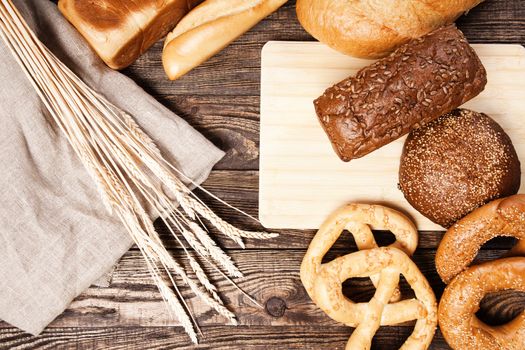 Bread assortment on a wooden table