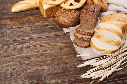 Bread assortment on a wooden table