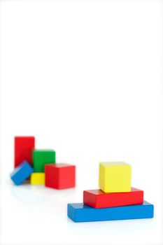 Children's wooden blocks on a white background