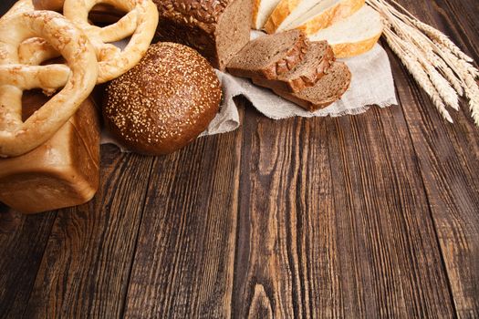 Bread assortment on a wooden table