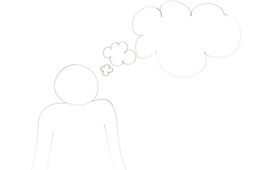 Thinking character on a white background
