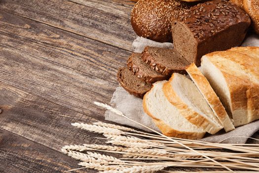 Bread assortment on a wooden table