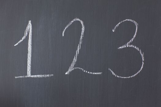 Blackboard with "123" written on it