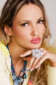 Studio portrait of a beautiful makeup model