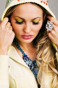 Studio portrait of a beautiful makeup model