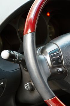 Interior details of a luxury sports car