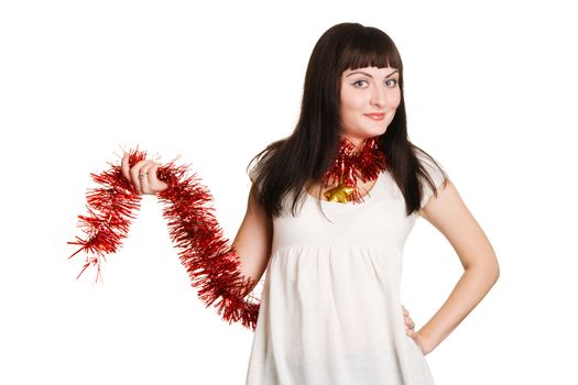 Cute Christmas girl on white background