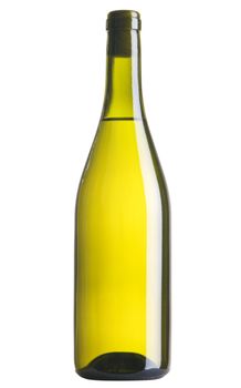 Bottle of white wine, isolated on white background