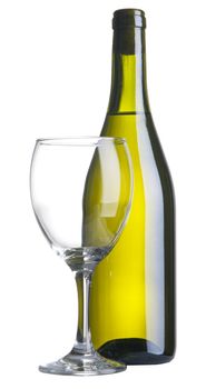 Bottle of white wine, isolated on white background